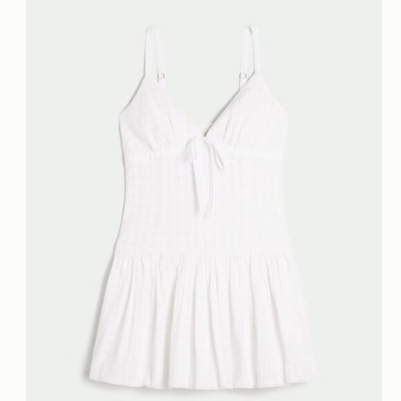 Hollister V-Neck Bubble Mini Dress NWT White Size Small - Picture 2 of 8